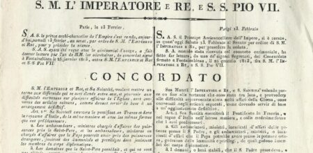 La notizia e il testo del Concordato tra Napoleone e Pio VII (1801)