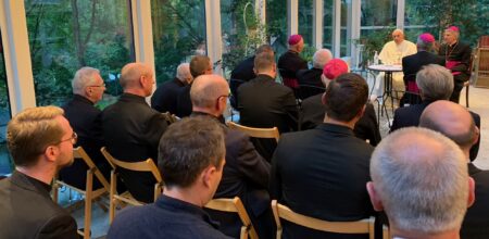 Un momento dell'incontro di papa Francesco con i gesuiti a Vilnius. Foto: Antonio Spadaro