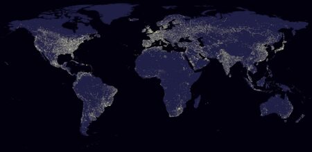 Map world background blue abstract light illumination (iStock/Morrison1977)