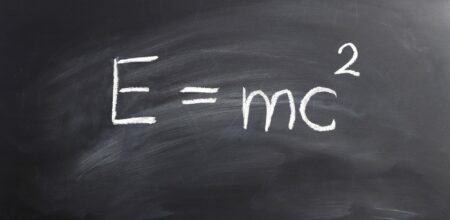 Einstein formula written on a blackborad