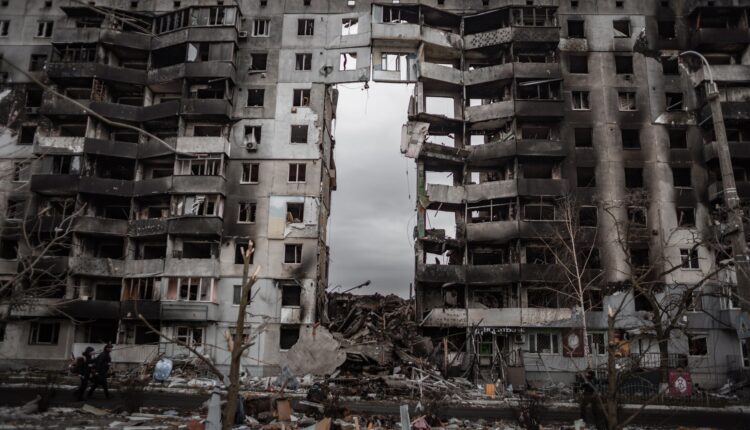 Un edificio distrutto a Borodjanka.