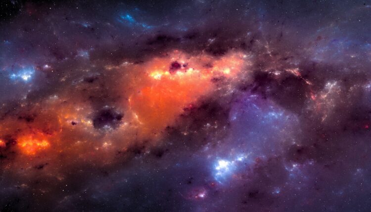 Materia oscura in nebulosa sullo sfondo widescreen dello spazio interstellare