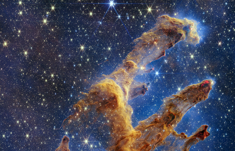 Pillars of Creation fotografata dal James Webb Space Telescope (JWST). Fotografia di NASA, ESA, CSA, STScI