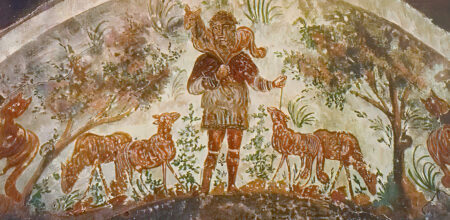 Il buon Pastore, catacombe di Domitilla.