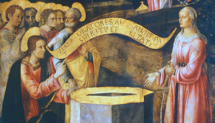 Cristo e la samaritana, Lazzaro Bastiani, 1480-1490, Venezia, Gallerie dell'Accademia.